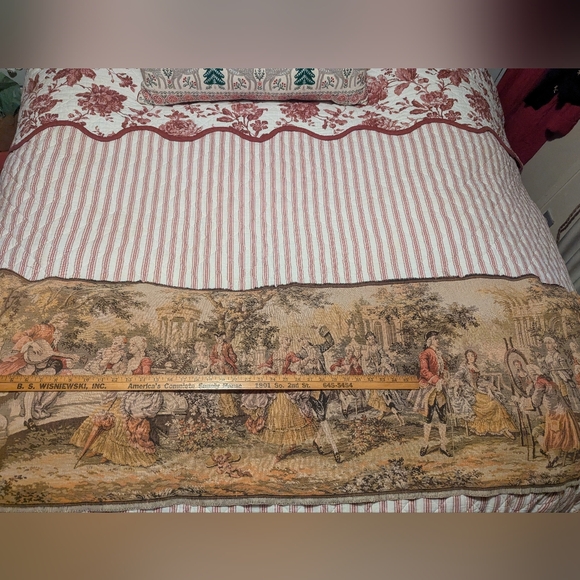 Vintage French tapestry style wall hanging 53” x 17” Victorian style - Picture 5 of 8